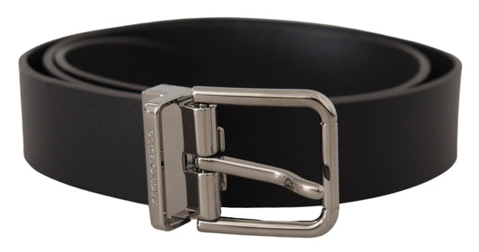 Dolce & Gabbana Elegant Black Leather Belt With Metal Buckle