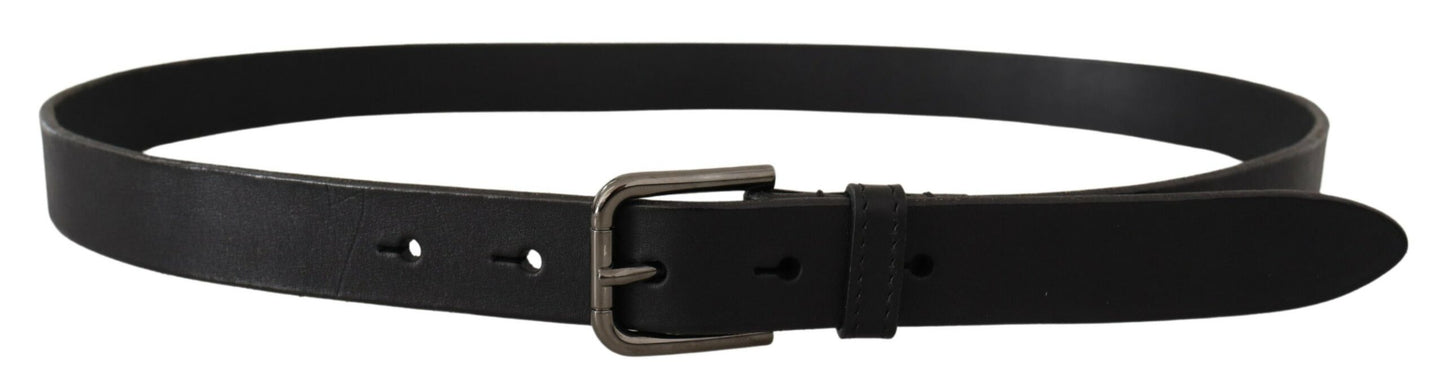 Dolce & Gabbana Elegant Black Leather Belt With Metal Buckle