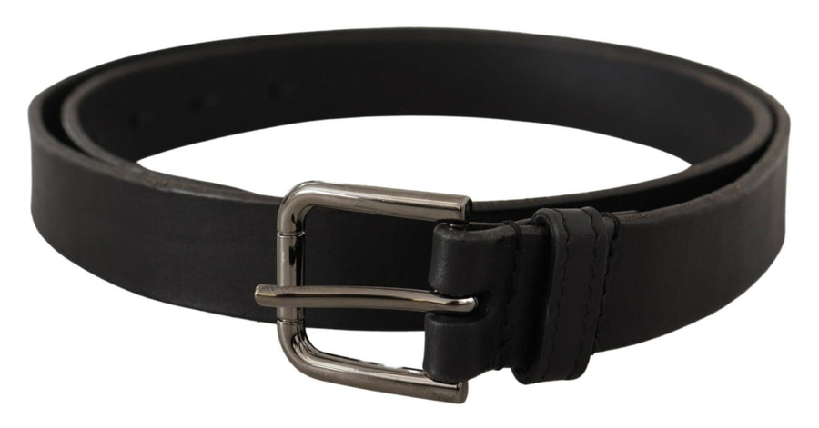 Dolce & Gabbana Elegant Black Leather Belt With Metal Buckle
