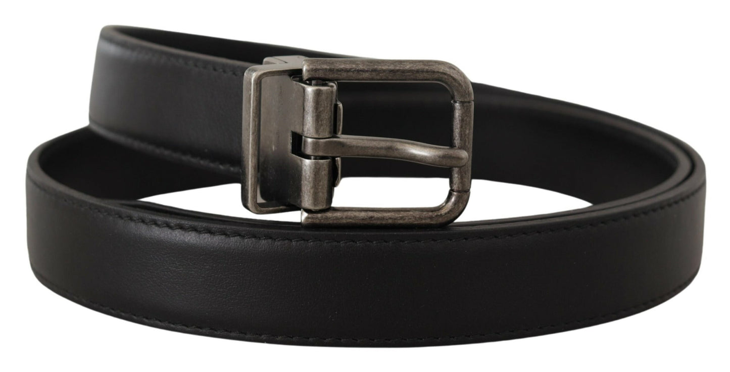 Dolce & Gabbana Elegant Black Leather Belt With Metal Buckle