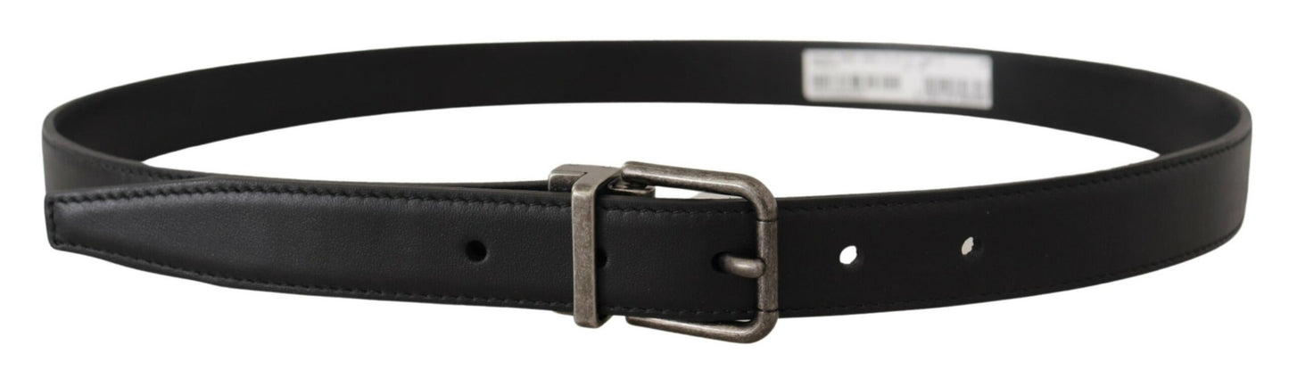 Dolce & Gabbana Elegant Black Leather Belt With Metal Buckle