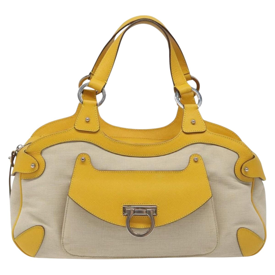 Salvatore Ferragamo Brown Canvas Gancini