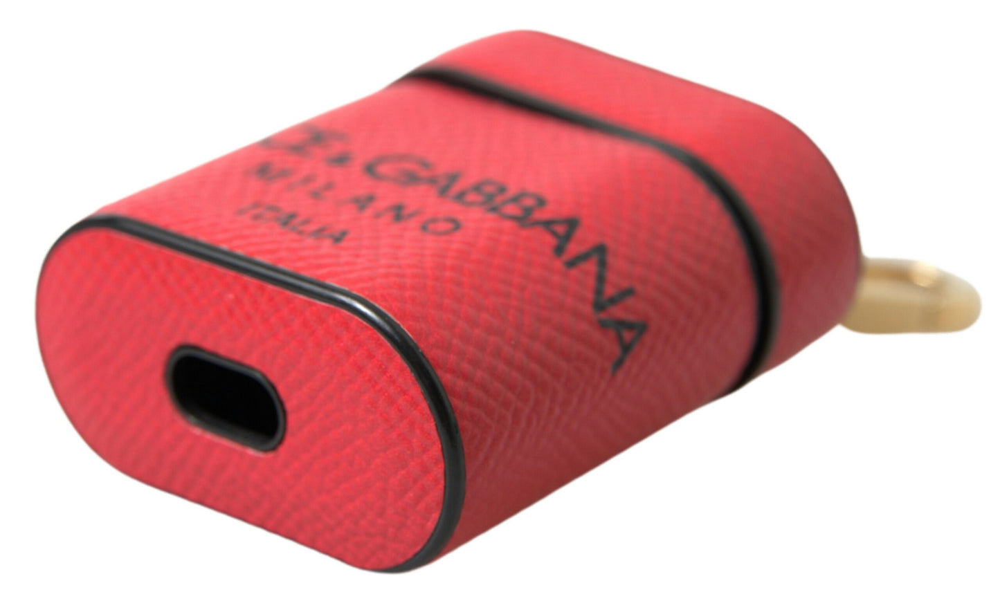 Dolce & Gabbana Elegant Leather Airpods Case In Black And Red