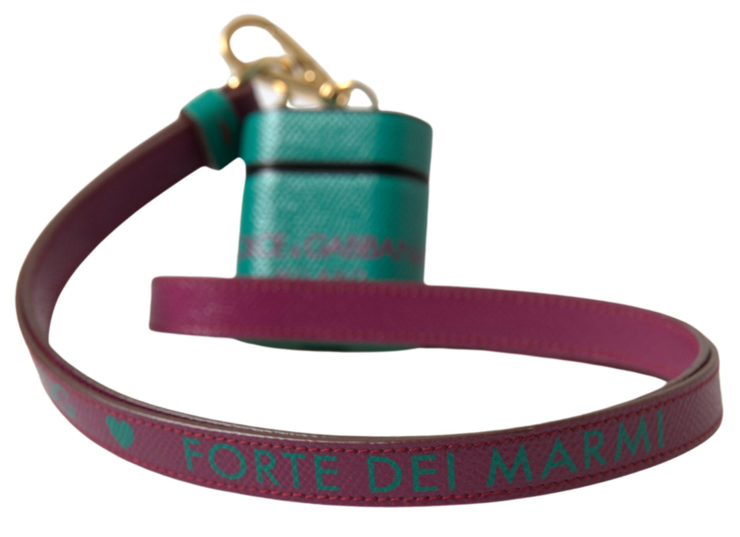 Dolce & Gabbana Elegant Leather Airpods Case In Green And Maroon