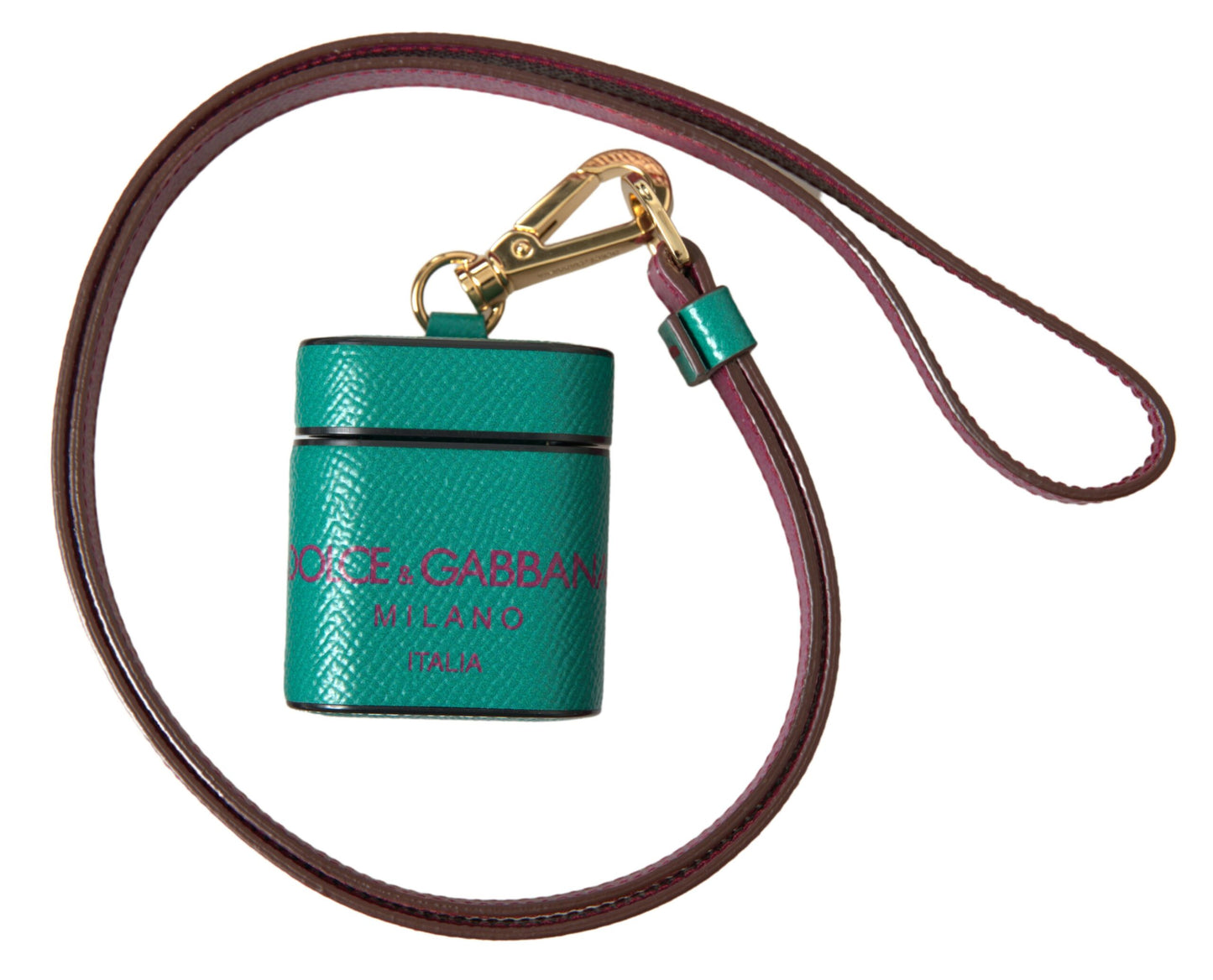 Dolce & Gabbana Elegant Leather Airpods Case In Green And Maroon