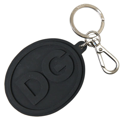 Dolce & Gabbana Elegant Black Rubber And Brass Keychain