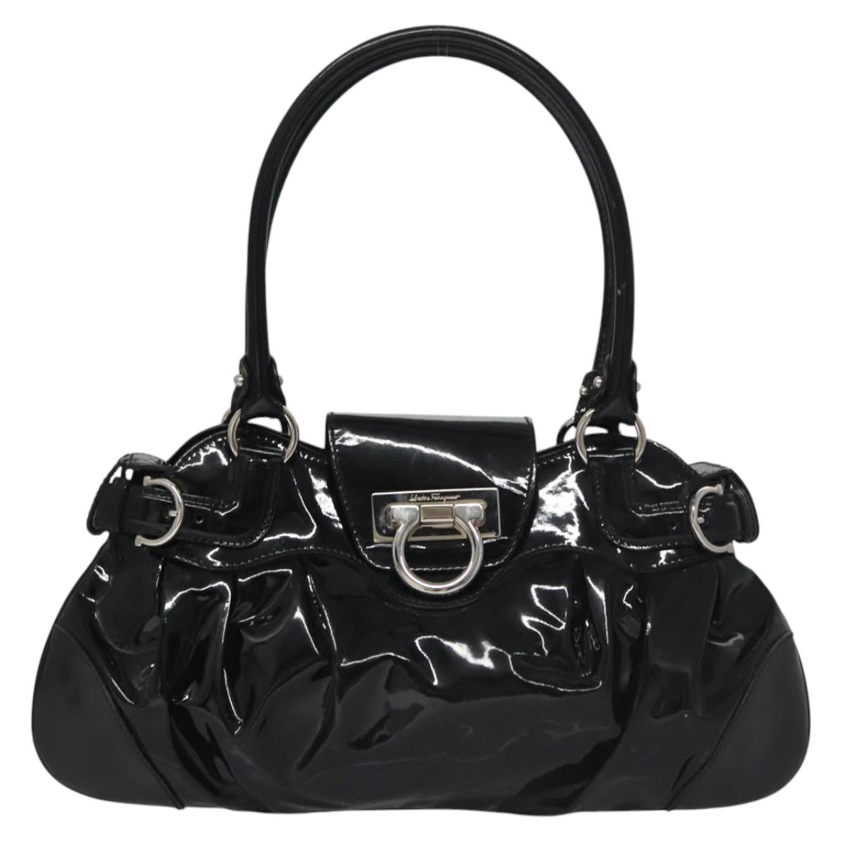 Salvatore Ferragamo Black Patent Leather Gancini