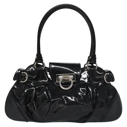 Salvatore Ferragamo Black Patent Leather Gancini