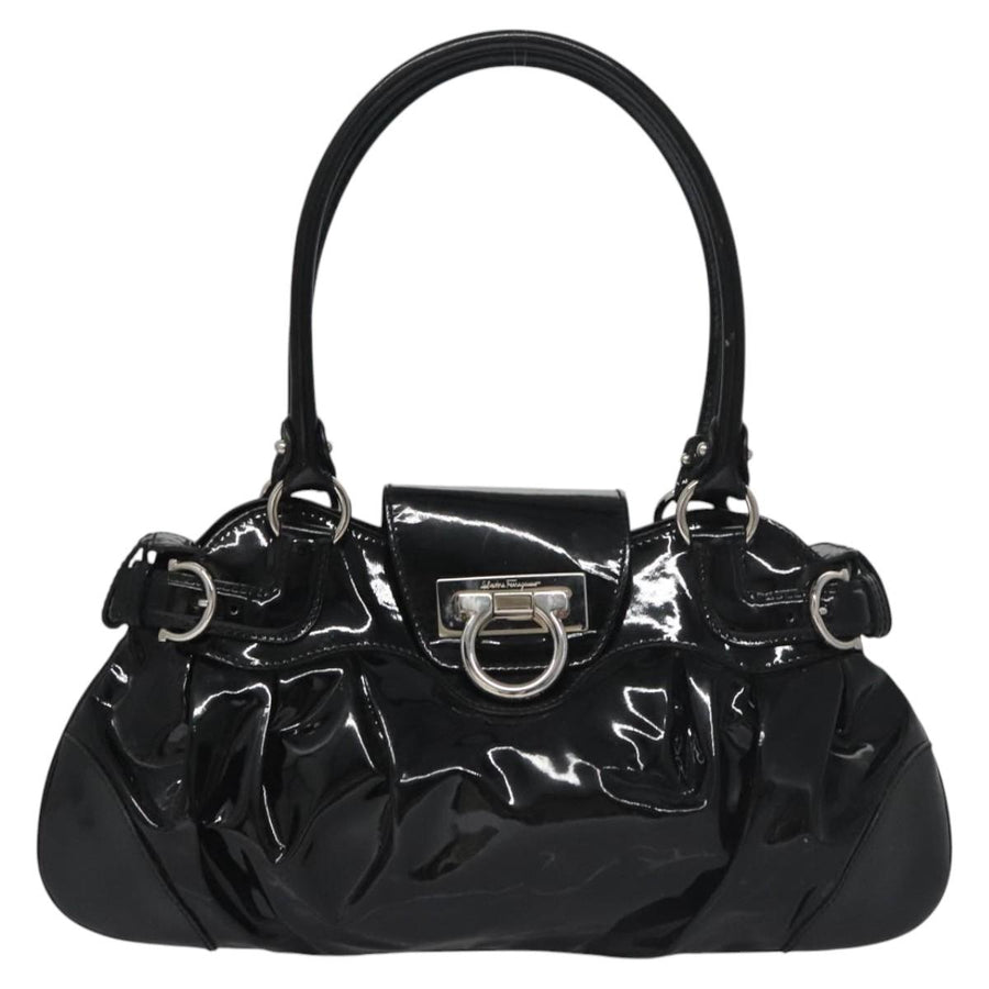 Salvatore Ferragamo Black Patent Leather Gancini