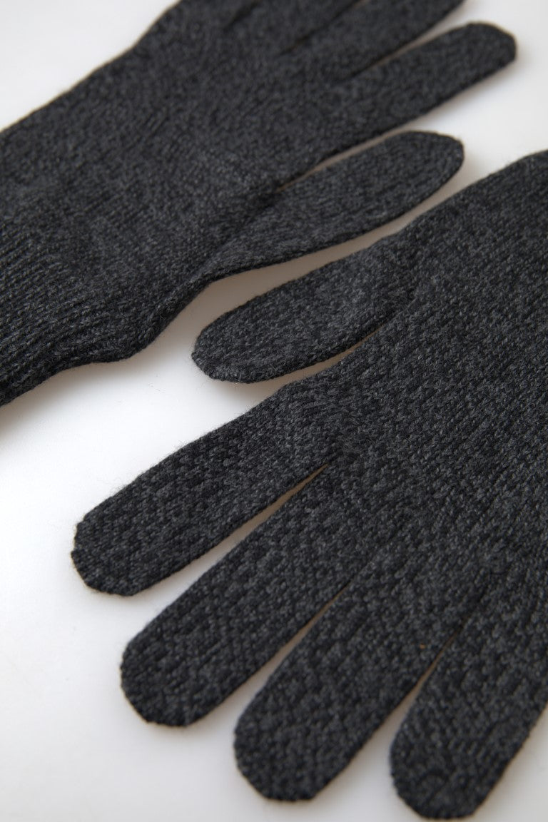 Dolce & Gabbana Elegant Virgin Wool Winter Gloves In Gray