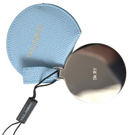Dolce & Gabbana Elegant Leather Mirror Holder In Light Blue