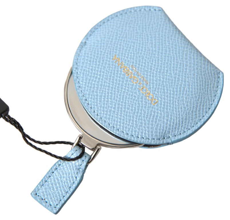 Dolce & Gabbana Elegant Leather Mirror Holder In Light Blue