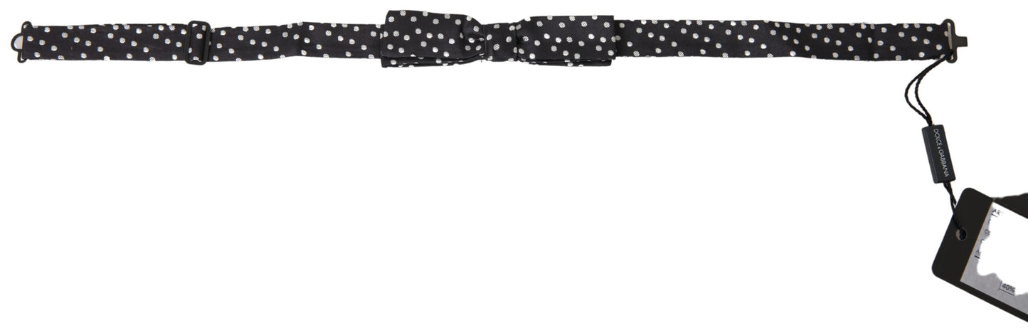 Dolce & Gabbana Elegant Black Silk Bow Tie With Logo Detail
