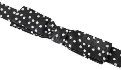 Dolce & Gabbana Elegant Black Silk Bow Tie With Logo Detail
