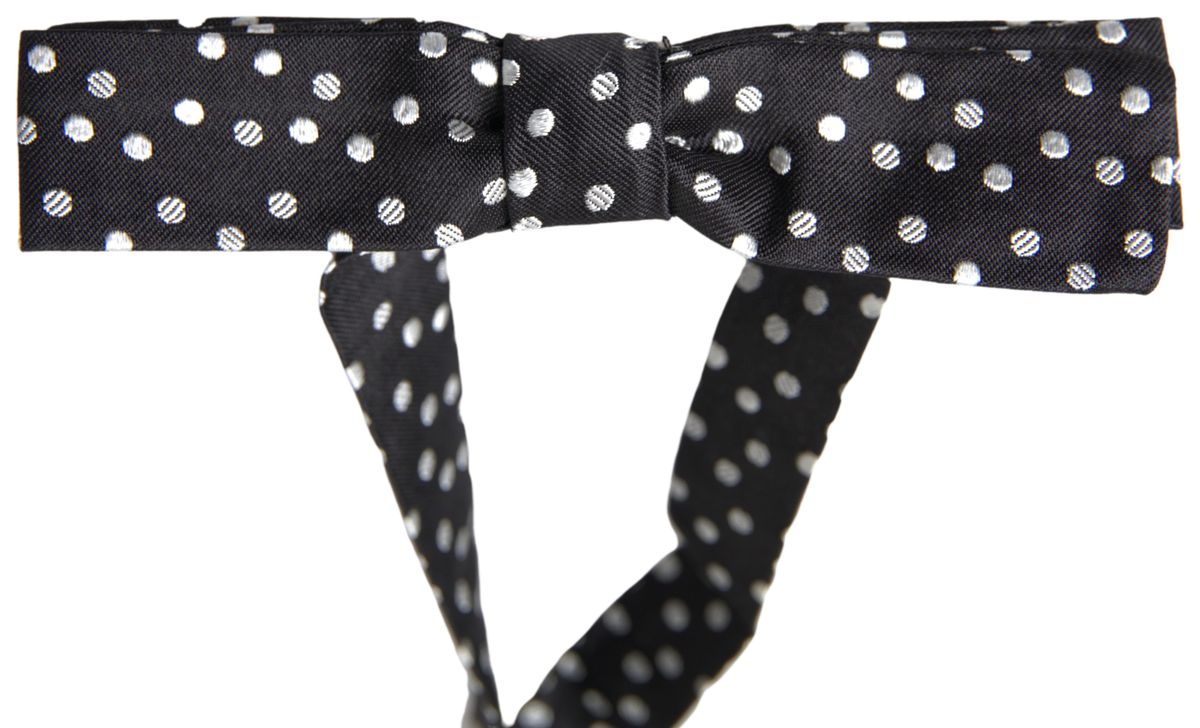 Dolce & Gabbana Elegant Black Silk Bow Tie With Logo Detail