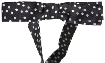 Dolce & Gabbana Elegant Black Silk Bow Tie With Logo Detail