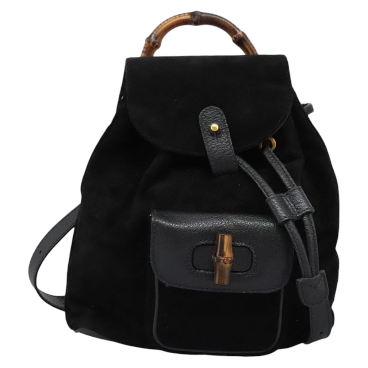 Gucci Black Suede Bamboo