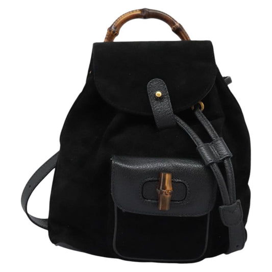 Gucci Black Suede Bamboo