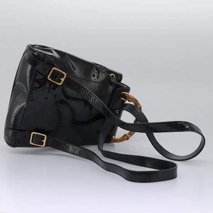 Gucci Black Patent Leather Bamboo