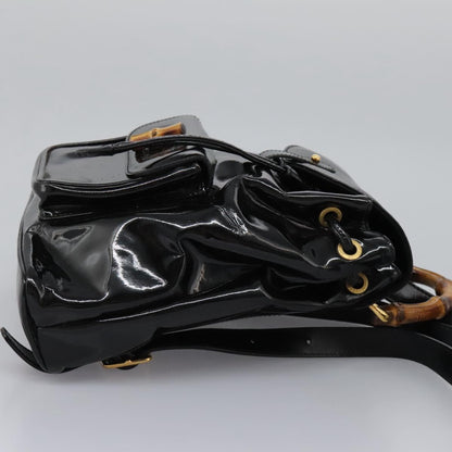 Gucci Black Patent Leather Bamboo