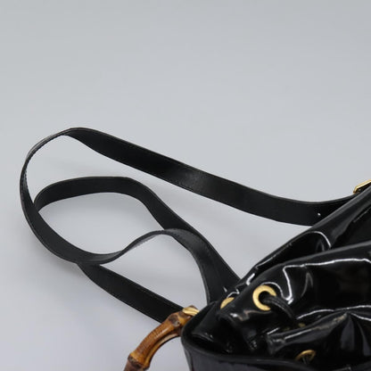 Gucci Black Patent Leather Bamboo