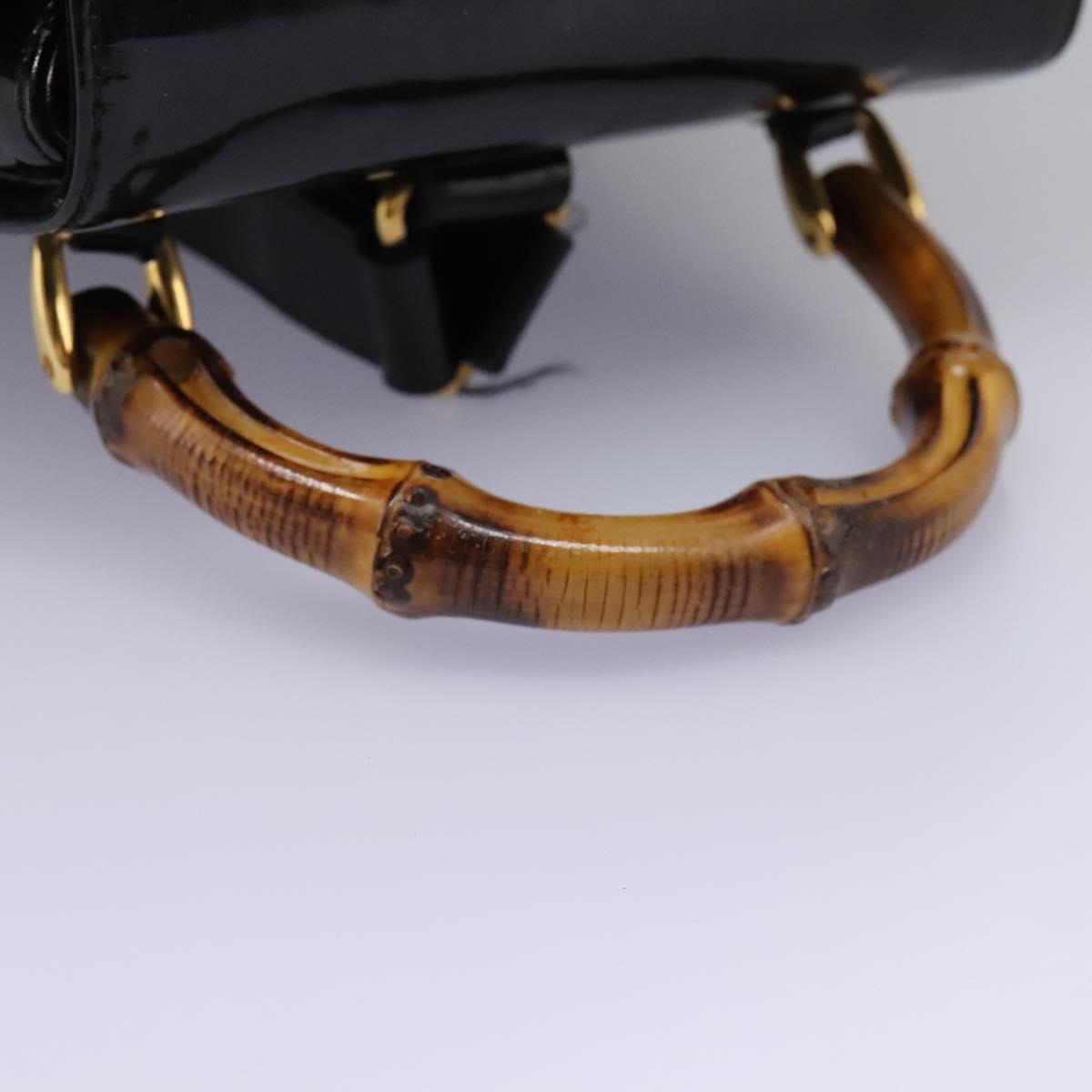 Gucci Black Patent Leather Bamboo