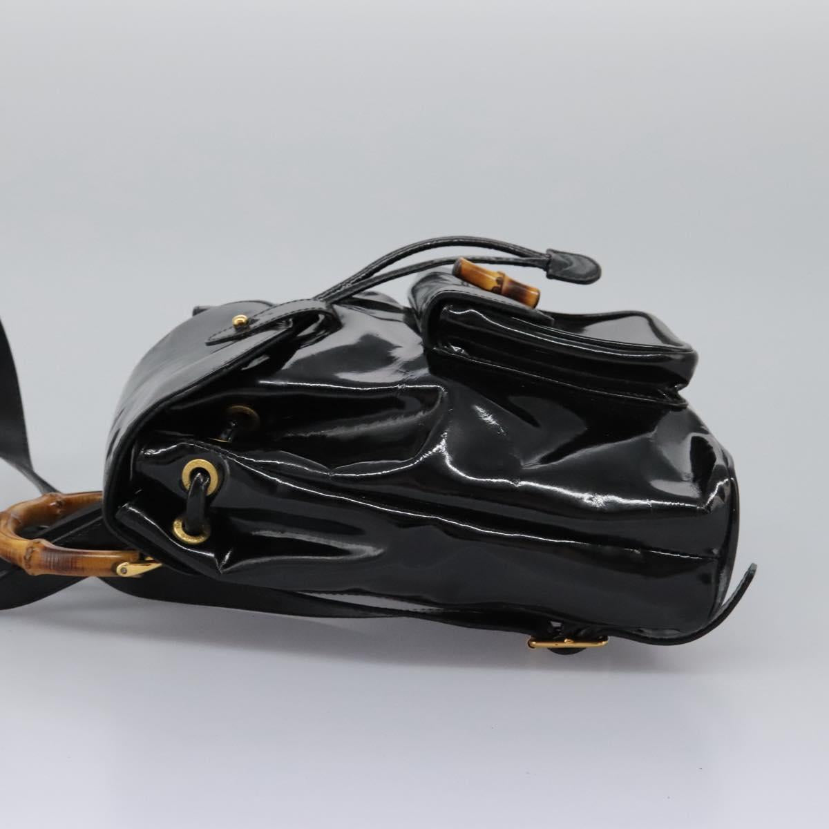 Gucci Black Patent Leather Bamboo