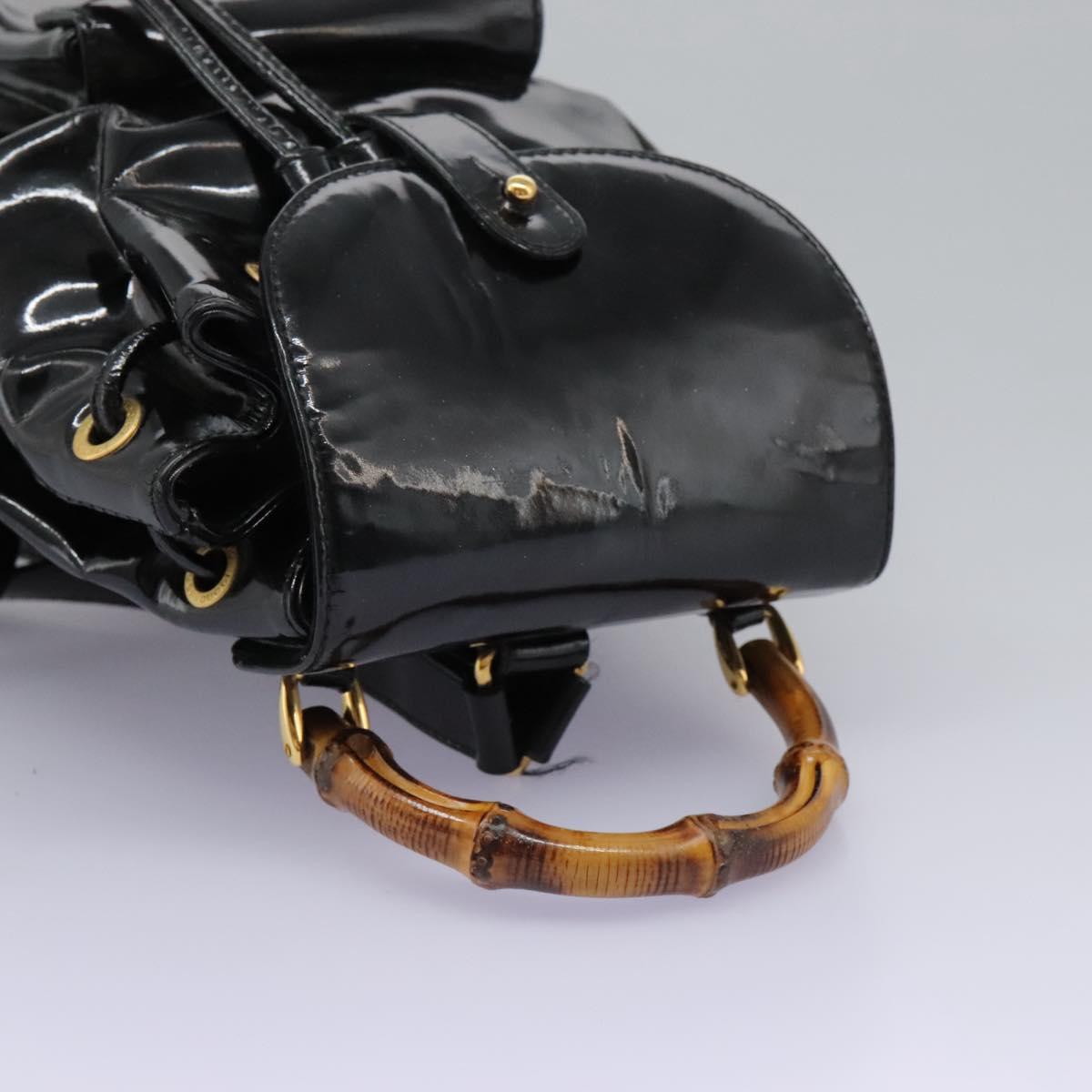 Gucci Black Patent Leather Bamboo