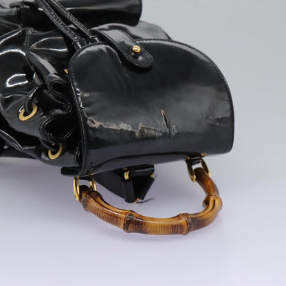 Gucci Black Patent Leather Bamboo