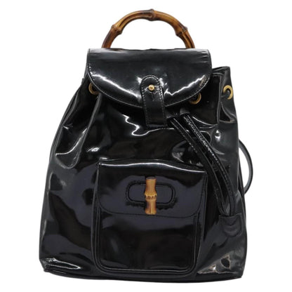 Gucci Black Patent Leather Bamboo