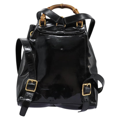 Gucci Black Patent Leather Bamboo