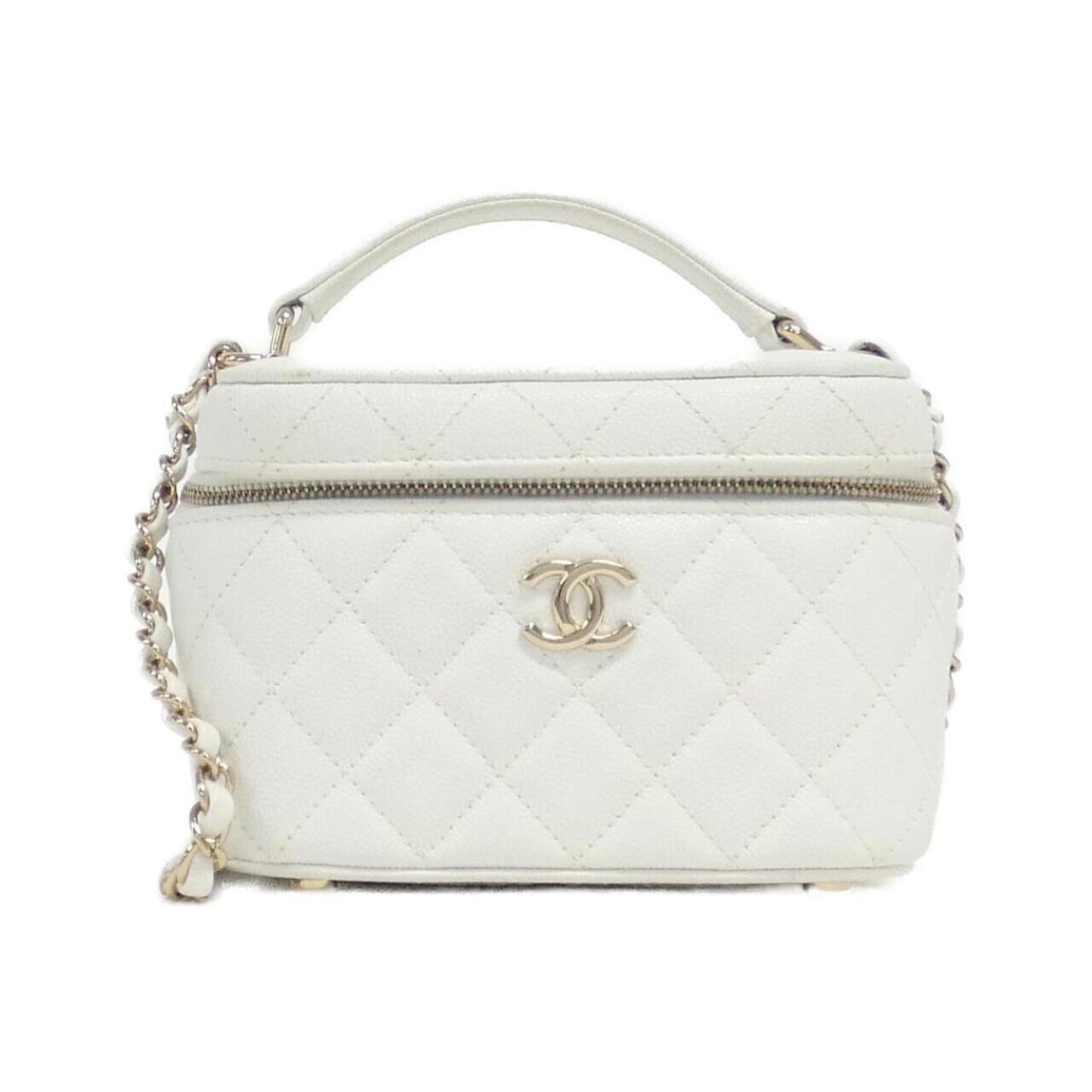 Chanel White Leather Coco Handle