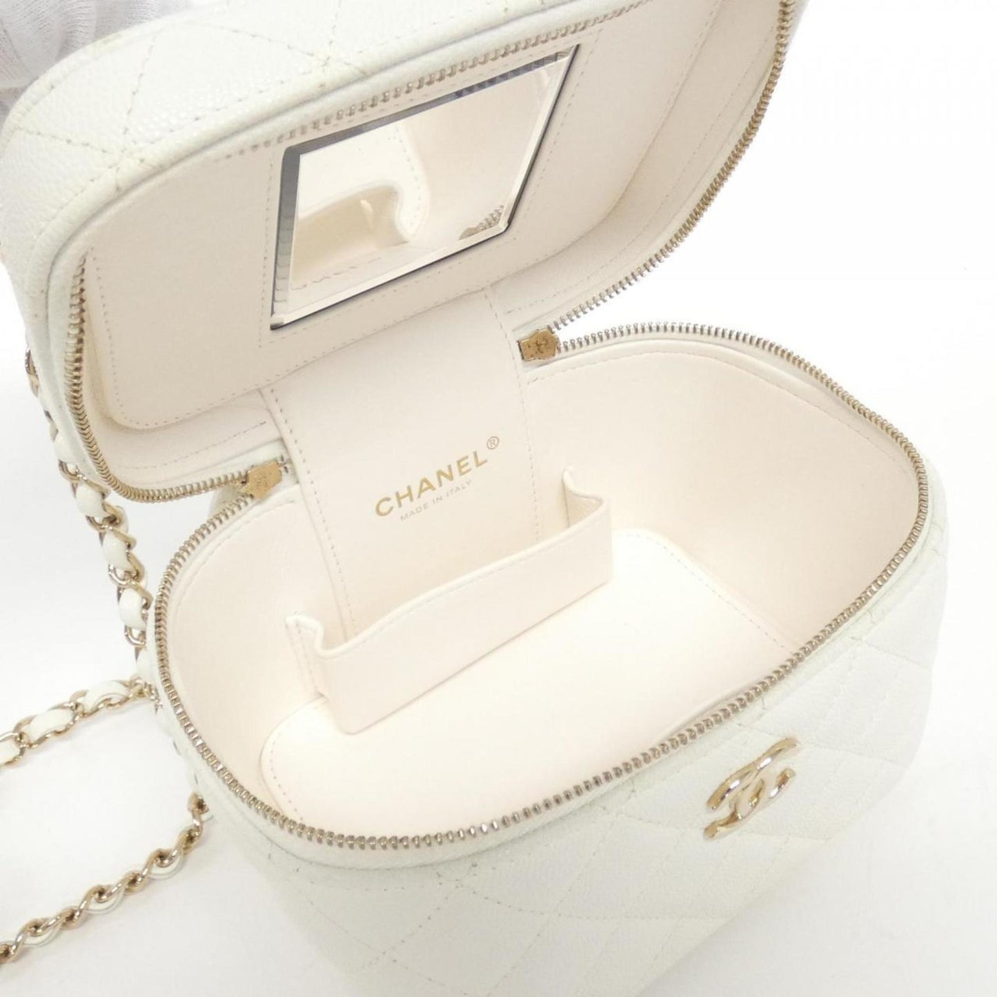 Chanel White Leather Coco Handle