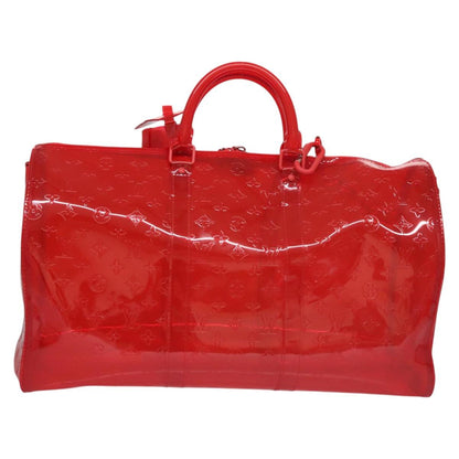 Louis Vuitton Red Vinyl Keepall Bandouliere 50
