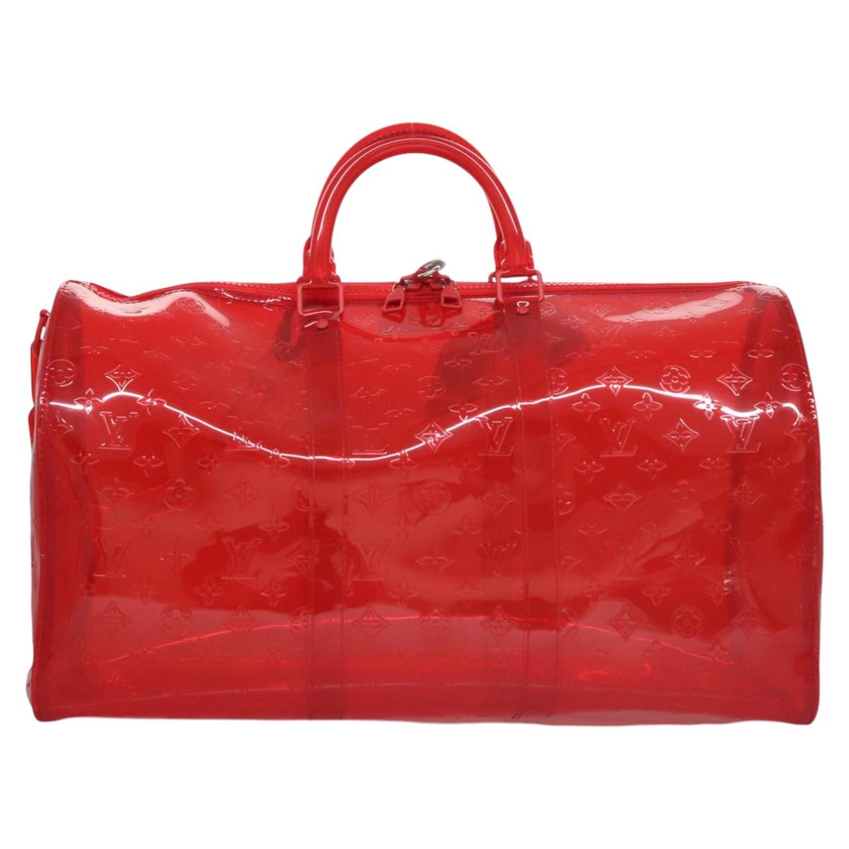 Louis Vuitton Red Vinyl Keepall Bandouliere 50