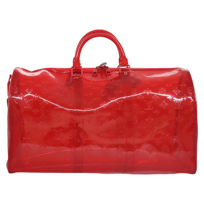 Louis Vuitton Red Vinyl Keepall Bandouliere 50