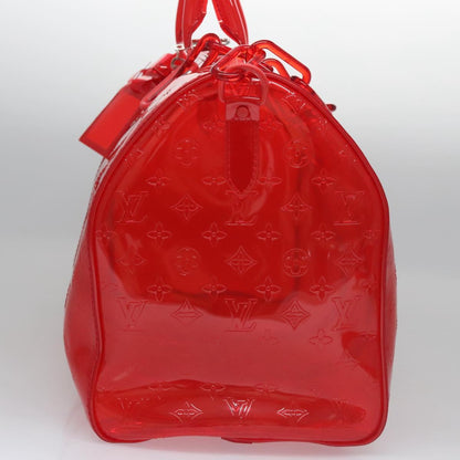 Louis Vuitton Red Vinyl Keepall Bandouliere 50