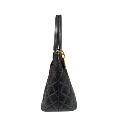 Chanel Black Leather Medaillon