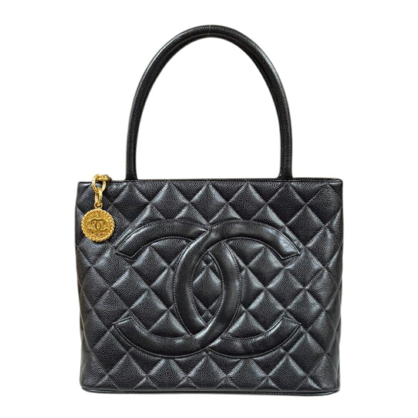 Chanel Black Leather Medaillon