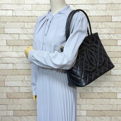 Chanel Black Leather Medaillon