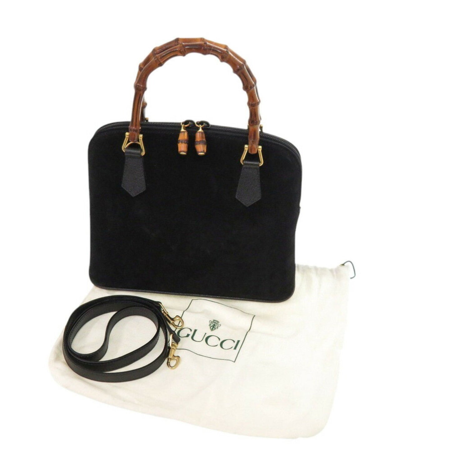 Gucci Black Suede Bamboo