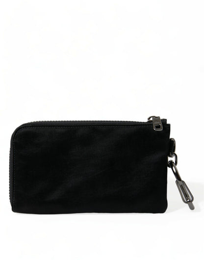 Dolce & Gabbana Elite Black Nylon & Leather Pouch With Logo Detail