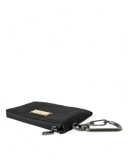 Dolce & Gabbana Elite Black Nylon & Leather Pouch With Logo Detail