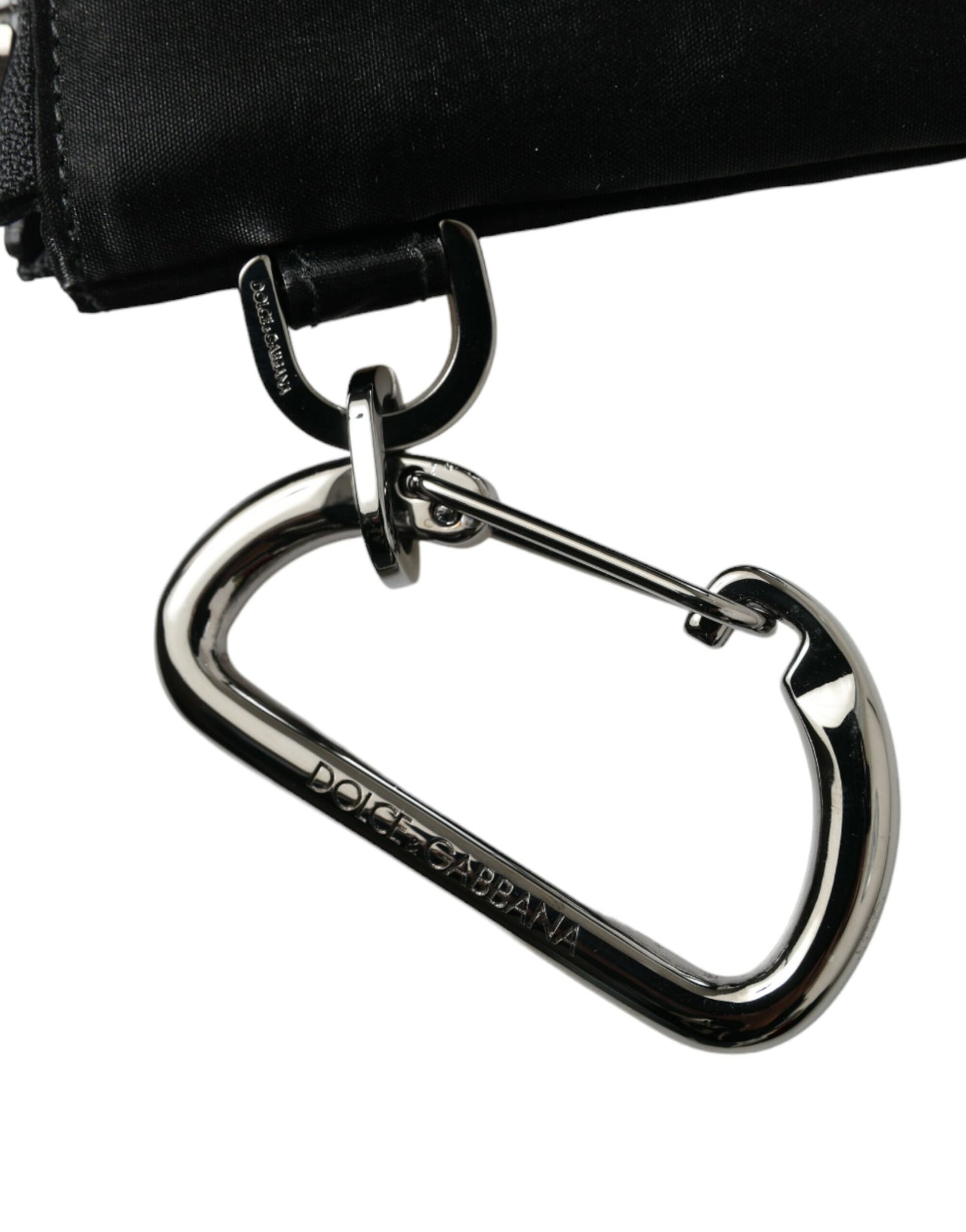 Dolce & Gabbana Elite Black Nylon & Leather Pouch With Logo Detail