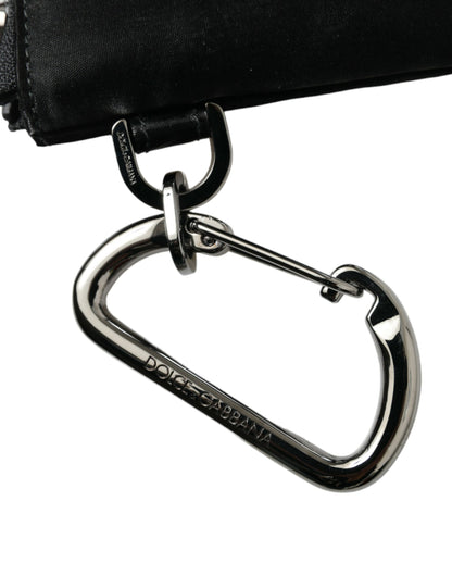 Dolce & Gabbana Elite Black Nylon & Leather Pouch With Logo Detail