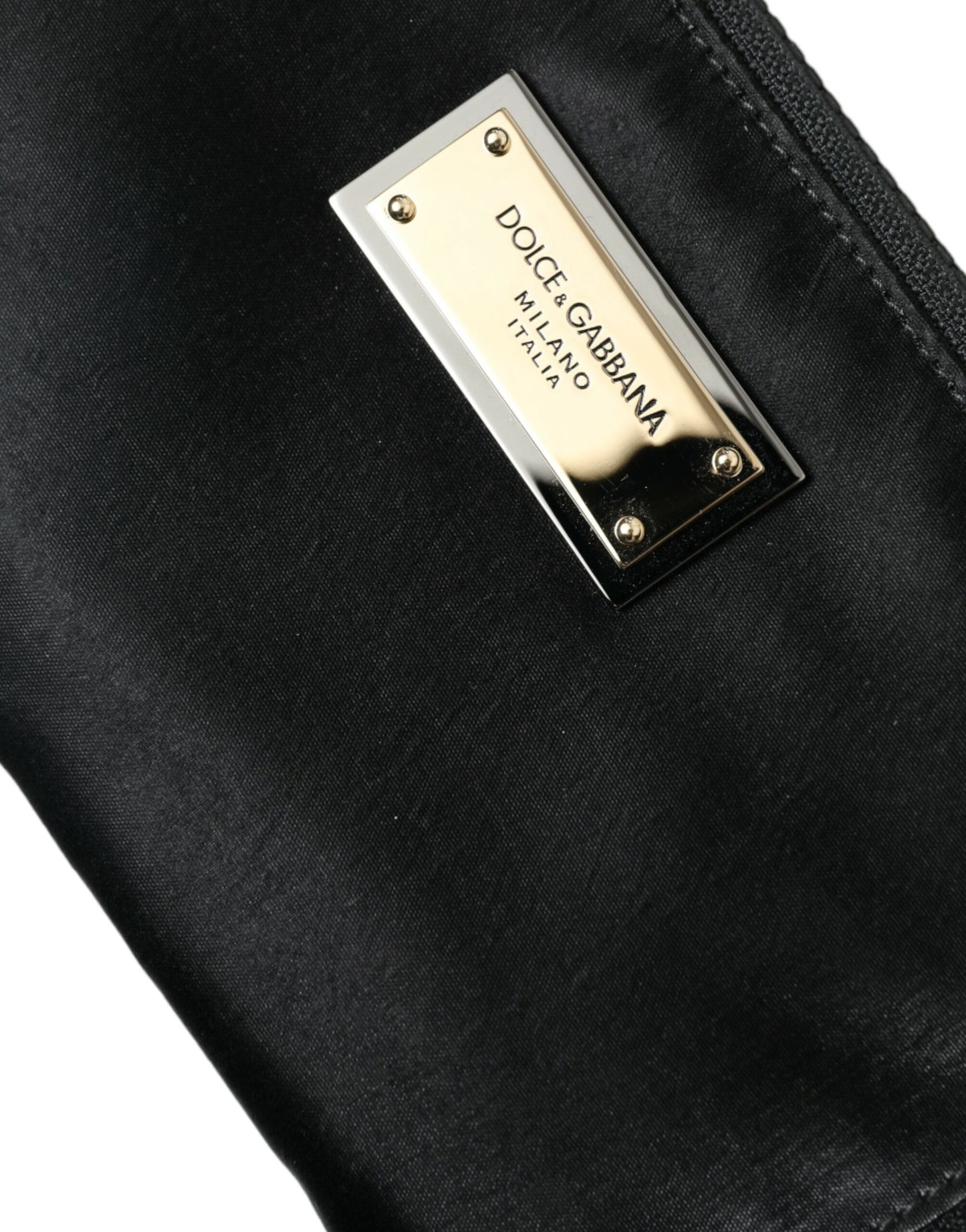 Dolce & Gabbana Elite Black Nylon & Leather Pouch With Logo Detail