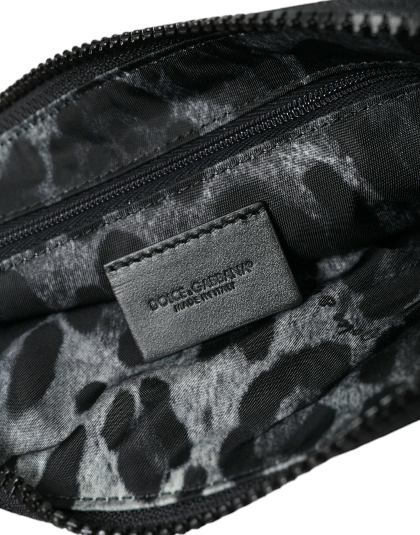Dolce & Gabbana Elite Black Nylon & Leather Pouch With Logo Detail