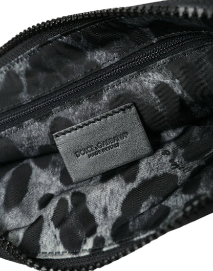 Dolce & Gabbana Elite Black Nylon & Leather Pouch With Logo Detail