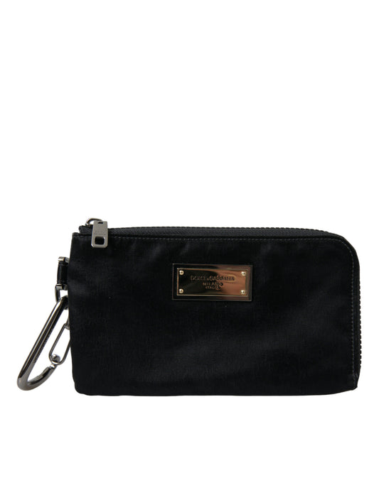 Dolce & Gabbana Sleek Designer Nylon-Leather Pouch In Black