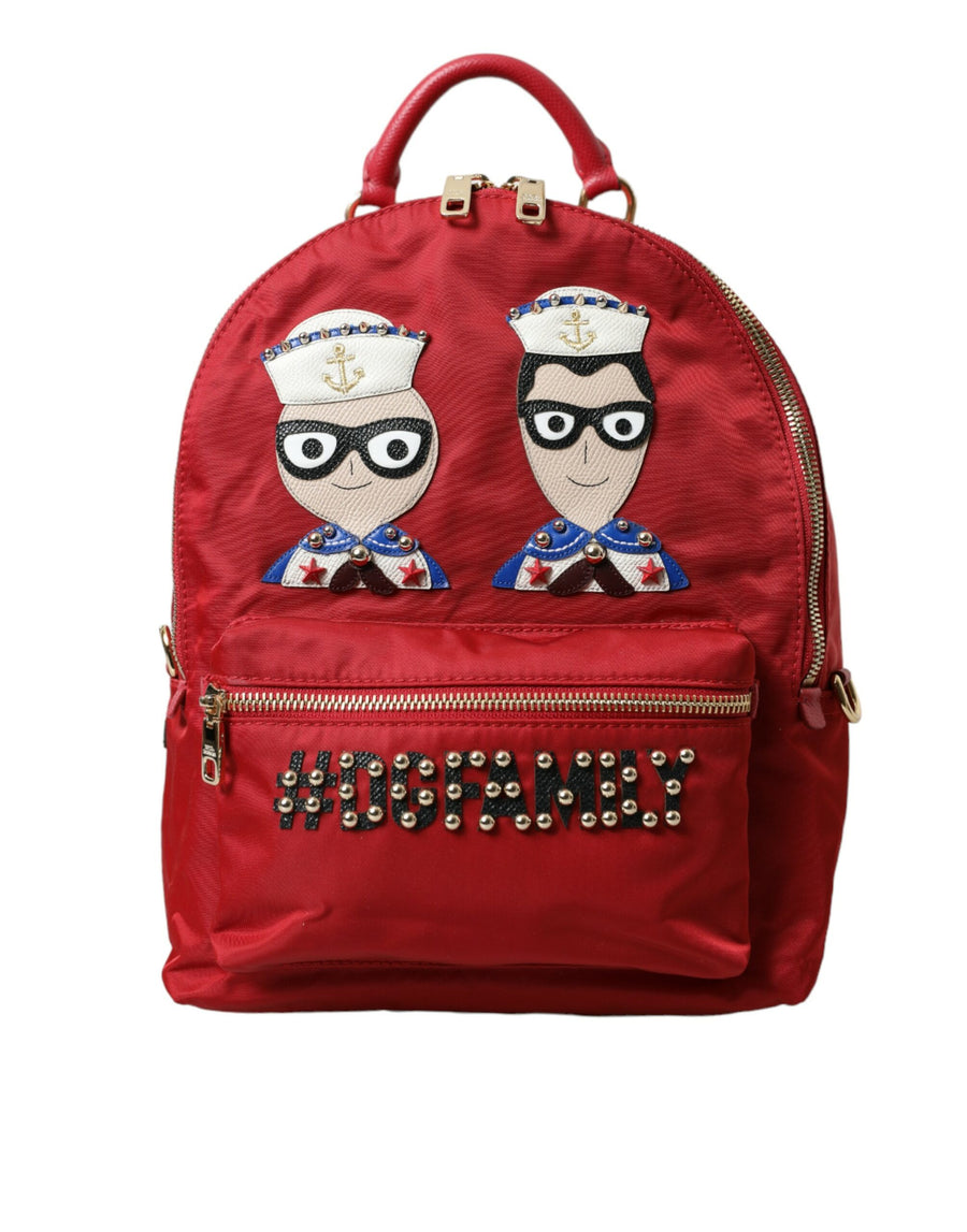 Dolce & Gabbana Embellished Red Backpack With Gold Detailing